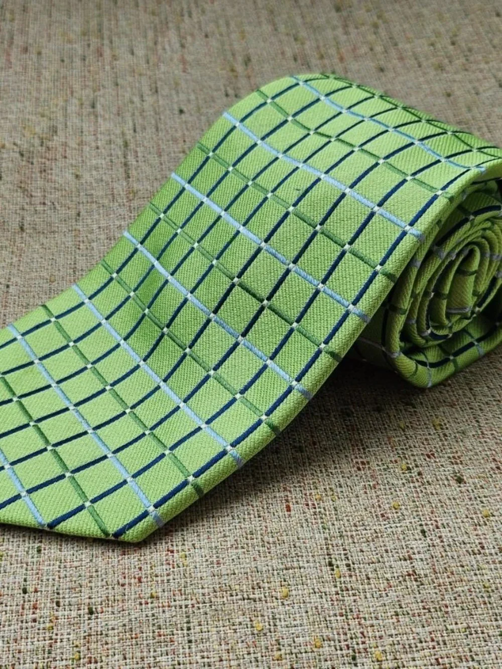Vintage Nautica Men Tie Green Tone 100% Silk Necktie Classic Dress Tie